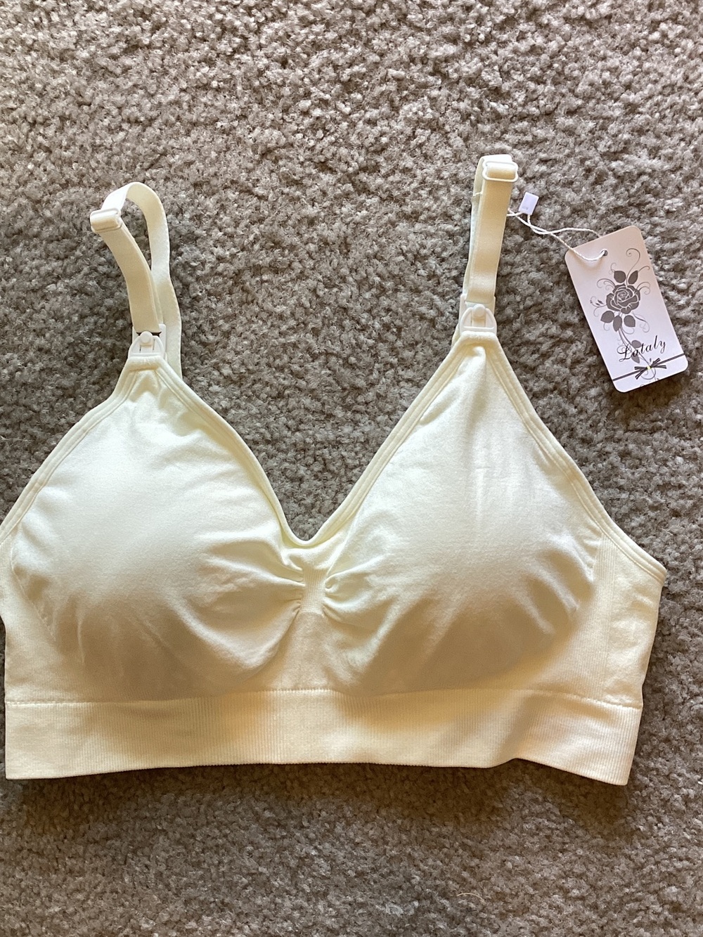 Cream Nursing/Maternity Bra with Adjustable Straps, Runs small, see photos